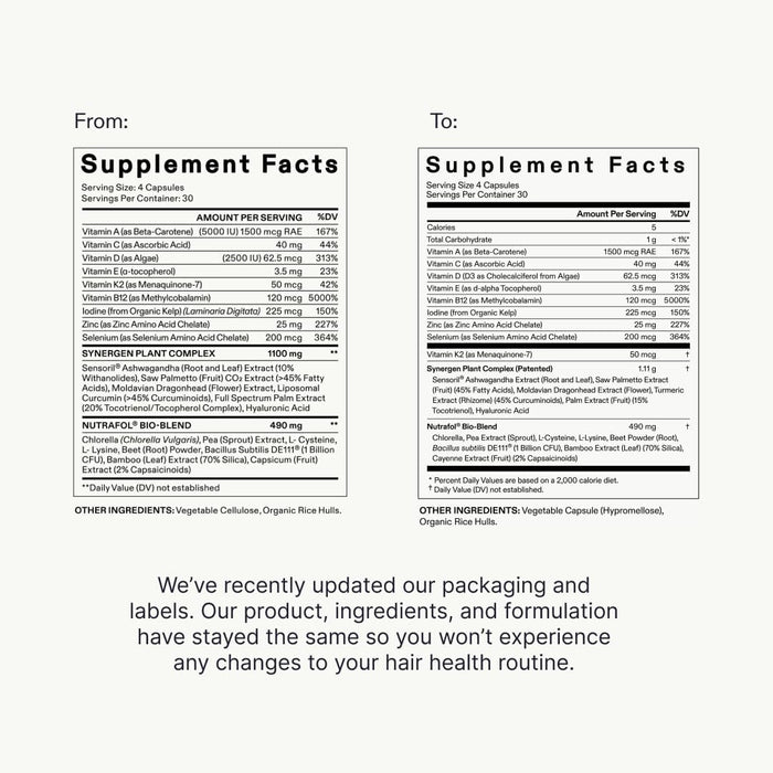Nutrafol Women's Vegan Hair Growth Supplements 100% Vegan Ingredients 1 Month Supply Refill Pouch