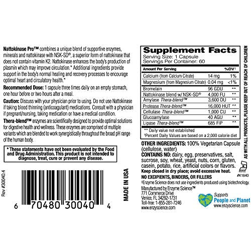 Enzyme Science Nattokinase Pro 60 Capsules