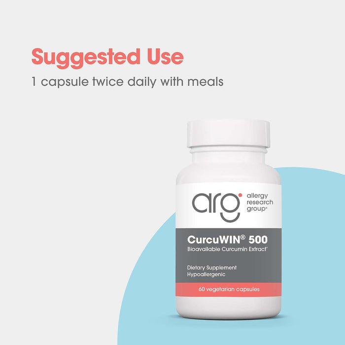 Allergy Research Group - CurcuWin 500 - Bioavailable Curcumin / Turmeric Extract - 60 Vegetarian Capsules