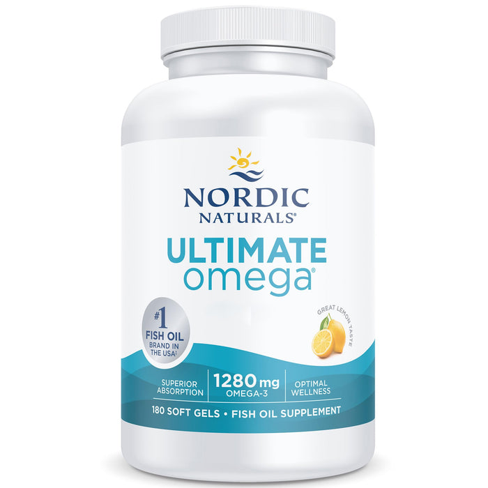 Nordic Naturals, Ultimate Omega-3, 1280mg, mit EPA und DHA, hochdosiert, Zitronengeschmack, 180 Weichkapseln, Laborgeprüft, Sojafrei, Glutenfrei, Ohne Gentechnik