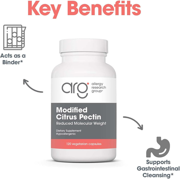 Allergy Research Group Modified Citrus Pectin - Low Molecular Weight - Cleansing - 120 Vegetarian Capsules