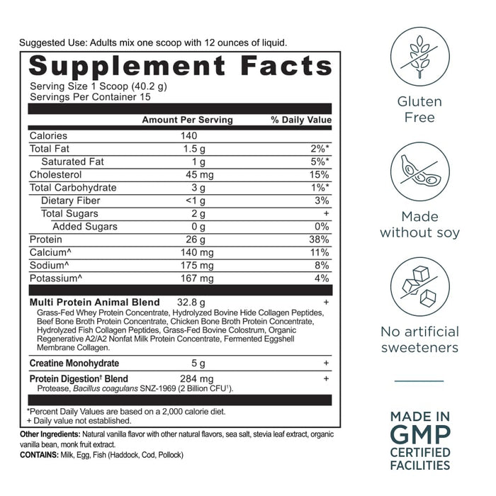 Ancient Nutrition Multi Protein Animal Powder - Vanilla Bean, 15 Servings