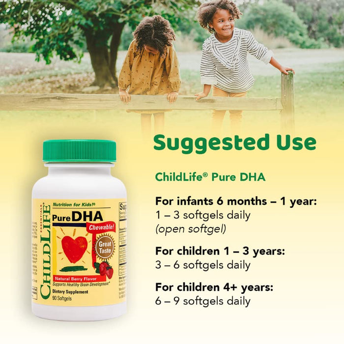 CHILDLIFE ESSENTIALS Pure DHA Natural Strawberry Flavor 90 Ct 3 Pack