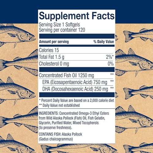 Wiley's Finest Wild Alaskan Fish Oil Peak EPA 120 Softgels