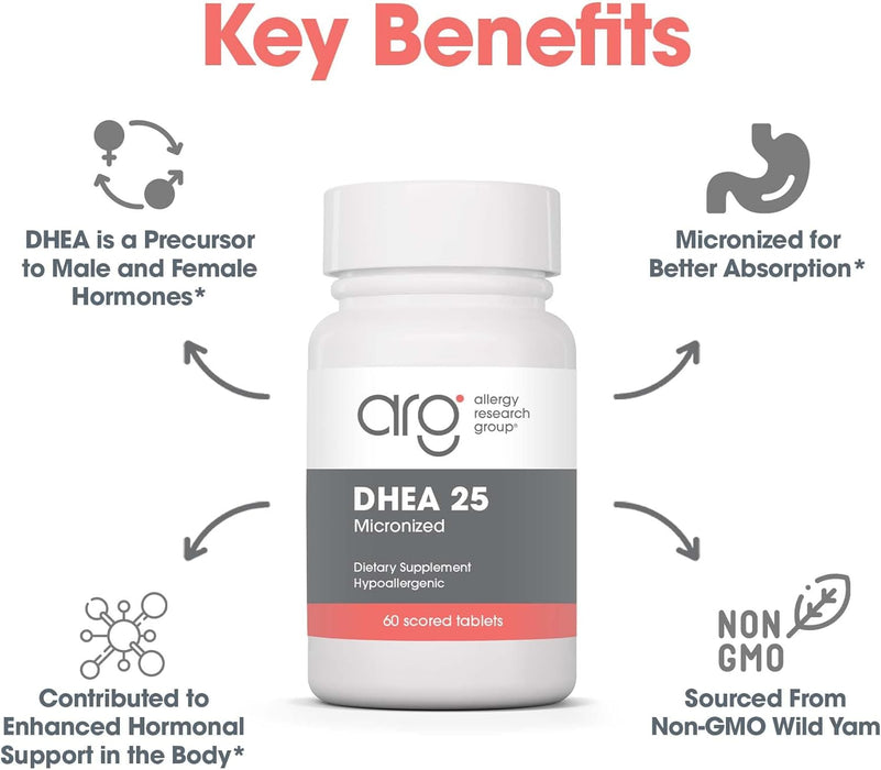 Allergy Research Group - DHEA 25 mg -60 Scored Tablets