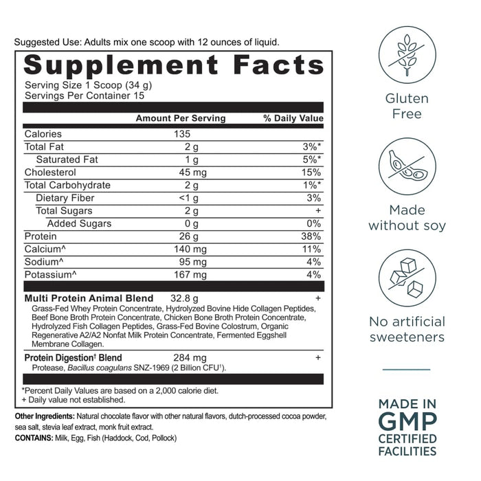 Ancient Nutrition Multi Protein Animal Based Powder - Milk Chocolate - 15 Servings