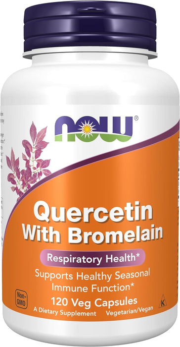 Hebron Now Foods Lot de 2 paquets de quercétine avec bromélaïne 120 capsules