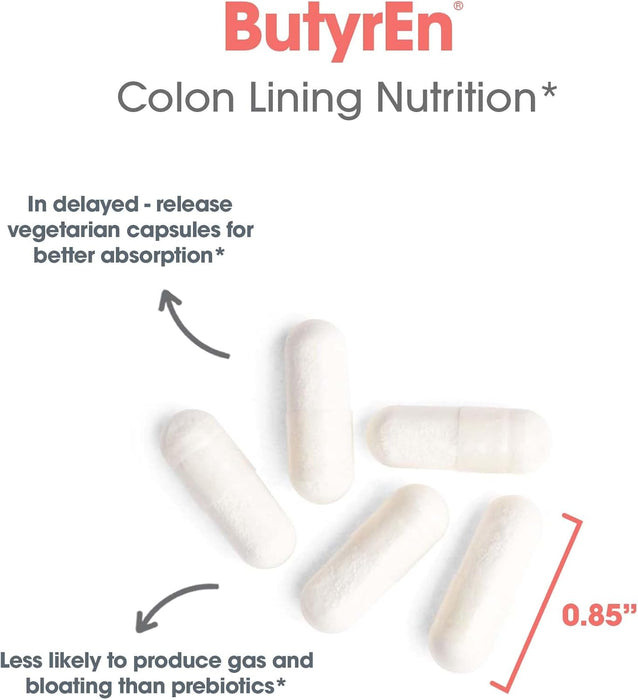 Allergy Research Group - ButyrEn - Butyric Acid - Colon Lining Nutrition - 100 Delayed Release Capsules