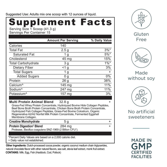Ancient Nutrition Multi Protein Animal Based Powder- Dark Chocolate -15 Servings