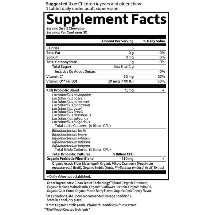 Garden of Life Dr. Formulated Probiotics Organic Kids+  30 Chewables