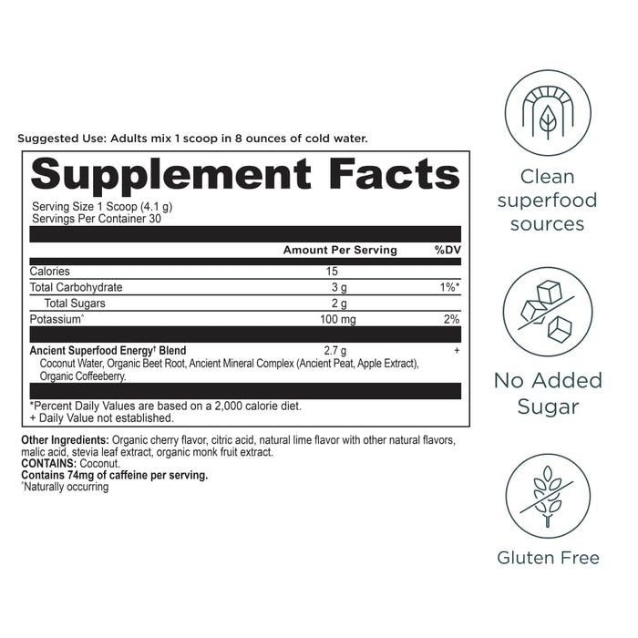 Ancient Nutrition Clean Energy Powder, Cherry Limeade 30 Servings