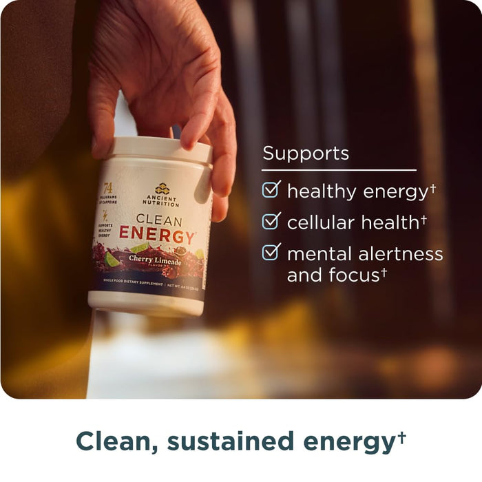 Ancient Nutrition Clean Energy Powder, Cherry Limeade 30 Servings