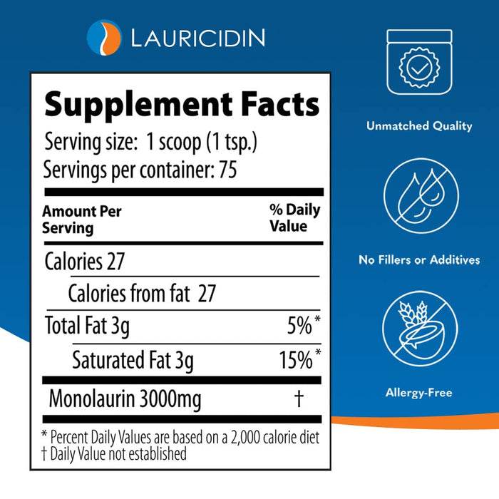 Lauricidin Monolaurin Supplement for Immune Support 8oz Jar