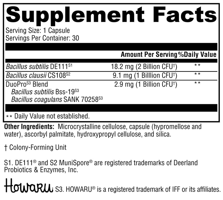 XYMOGEN ProbioMax Spore - with Bacillus Subtilis & Bacillus Clausii - 30 Capsules