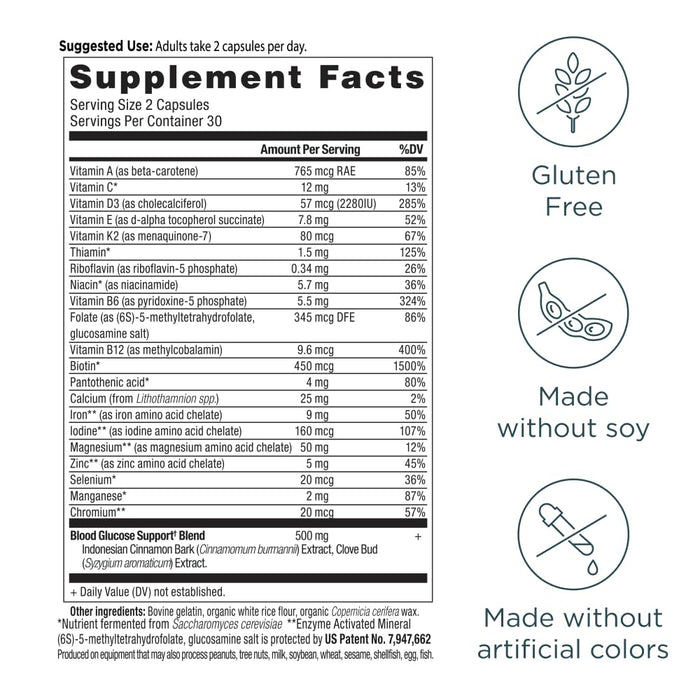 Ancient Nutrition Blood Sugar Support Multivitamin 60 Capsules