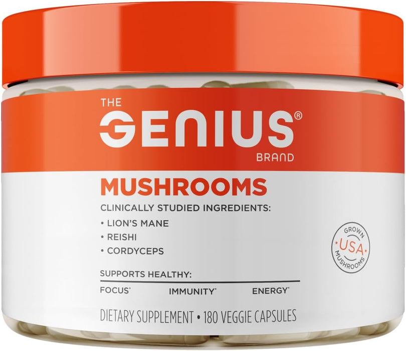 Genius Mushrooms Lions Mane, Cordyceps and Reishi 180 Count