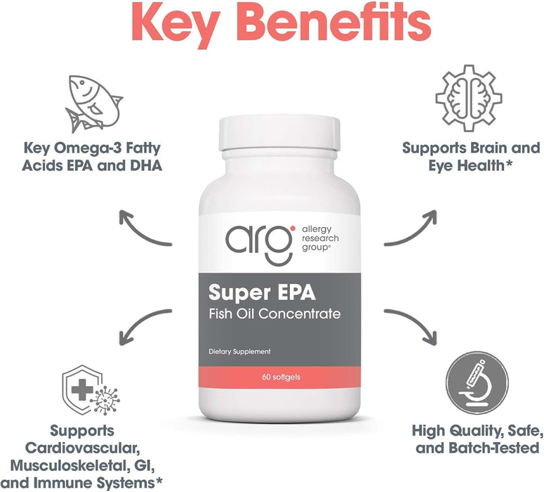 Allergy Research Group - Super EPA - Omega 3 Fish Oil 60 Softgels