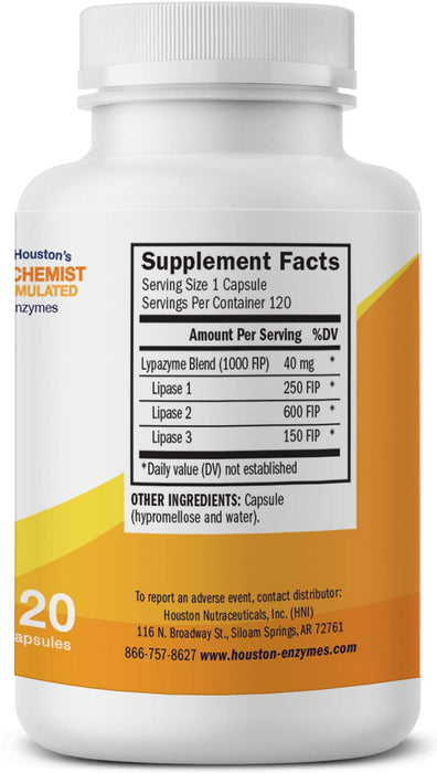 Houston Enzymes – Lypazyme – 120 Capsules