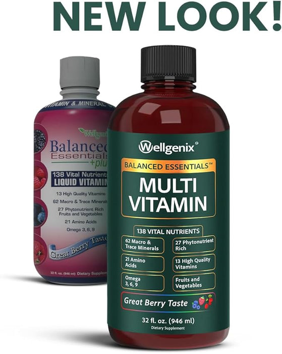 Wellgenix Balanced Essentials Liquid Nutritional Supplement, 32 Ounces - Very Berry