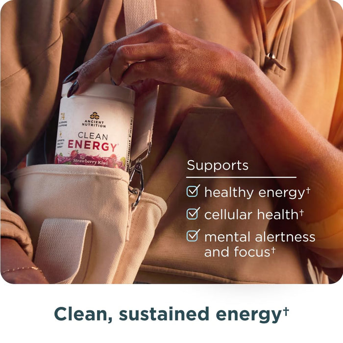 Ancient Nutrition Clean Energy Powder, Strawberry Kiwi 30 Servings