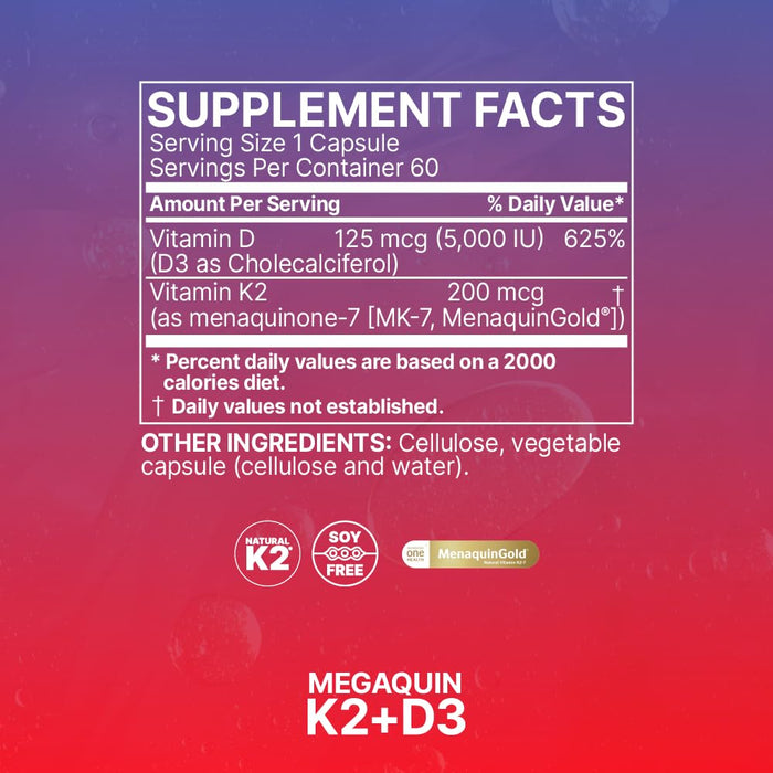 Microbiome Labs MegaQuin D3 + K2 - 60 Capsules