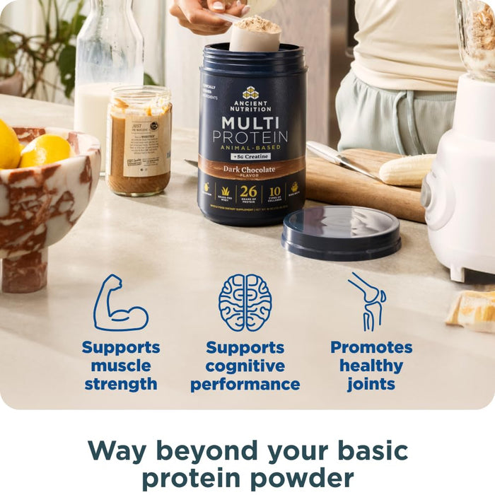 Ancient Nutrition Multi Protein Animal Based Powder- Dark Chocolate -15 Servings