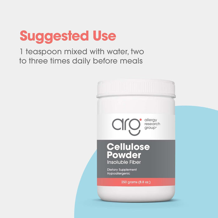 Allergy Research Group - Cellulose Powder - Insoluble Fiber, Colon Health - 250 Grams (8.8 oz)