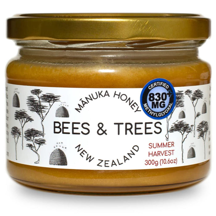 Bees & Trees 100% Pure Monofloral New Zealand Manuka Honey, 830+ MGO 10.6 oz