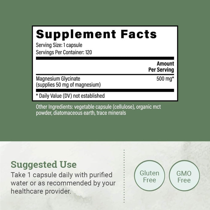 Earth Harmony Pure Magnesium Glycinate 500mg 120 Capsules