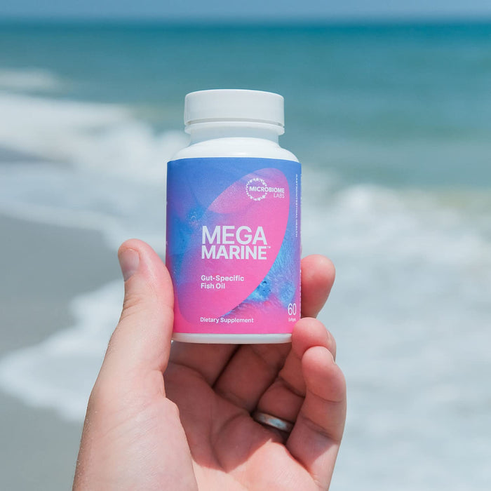 Microbiome Labs MegaMarine Omega 3 Fish Oil Supplements - 60 Softgels