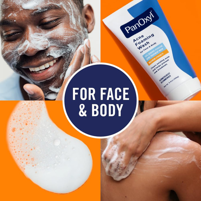 PanOxyl Acne Foaming Wash | 10% Benzoyl Peroxide - Face & Body 3 oz