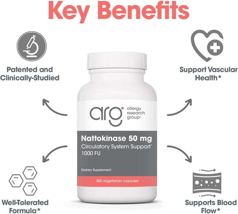 Allergy Research Group Nattokinase NSK-SD 50mg - 300 Vegetarian Capsules