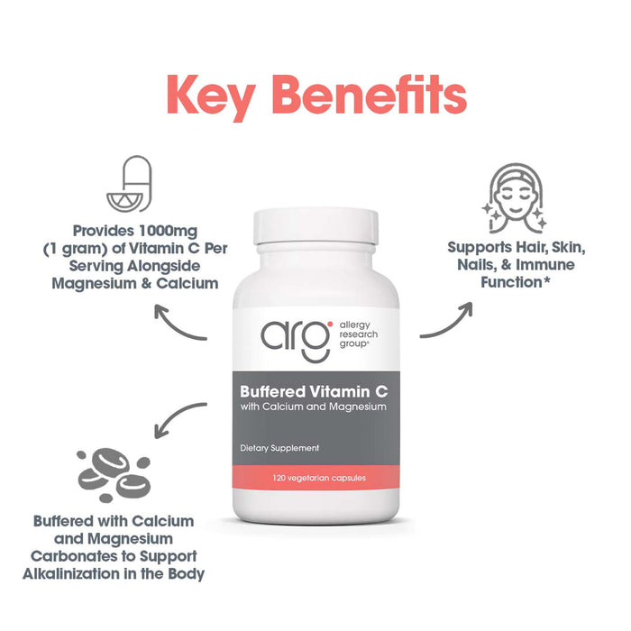 Allergy Research Group - Buffered Vitamin C - Antioxidant, Calcium/Mag - 120 Veg Capsules