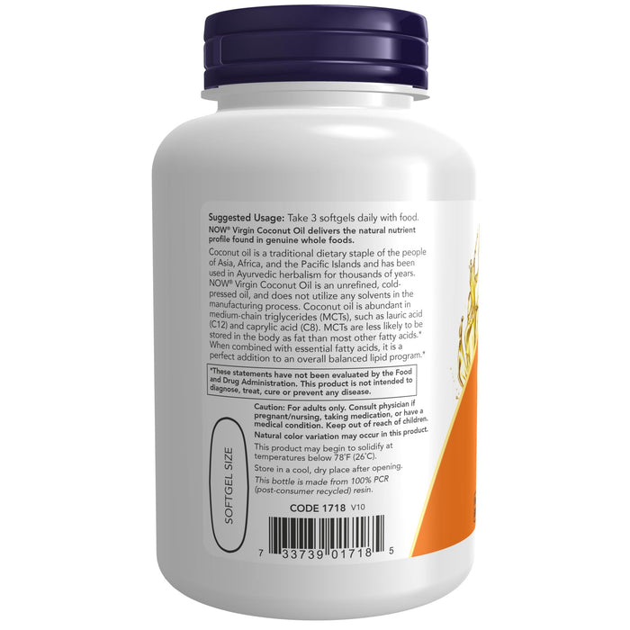 NOW Supplements, Virgin Coconut Oil 1000 mg 120 Softgels