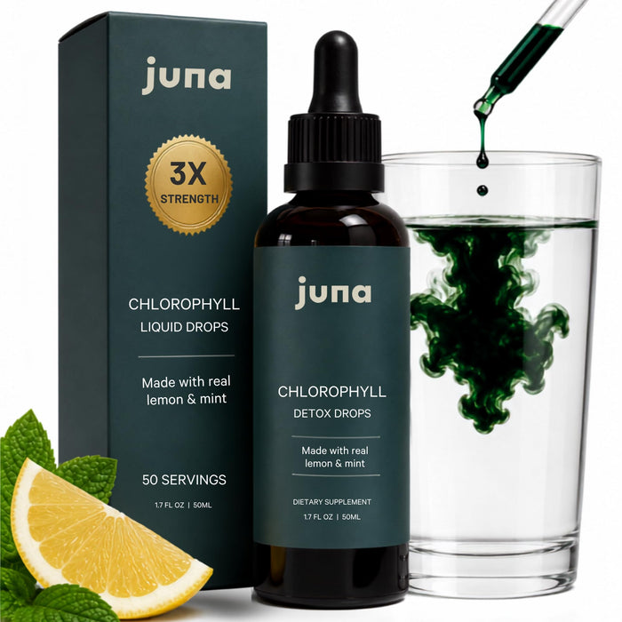 Juna Liquid Chlorophyll Detox Drops, Lemon & Mint Flavor, 3X Strength