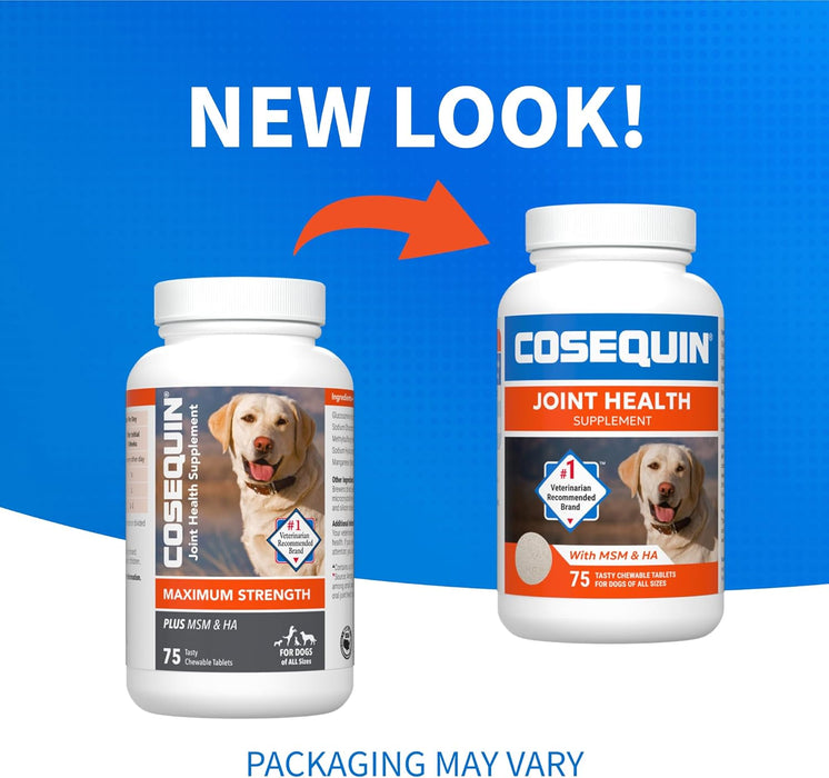 Nutramax Cosequin Max Strength Joint Health Supplement for Dogs 75 Chewable Tablets