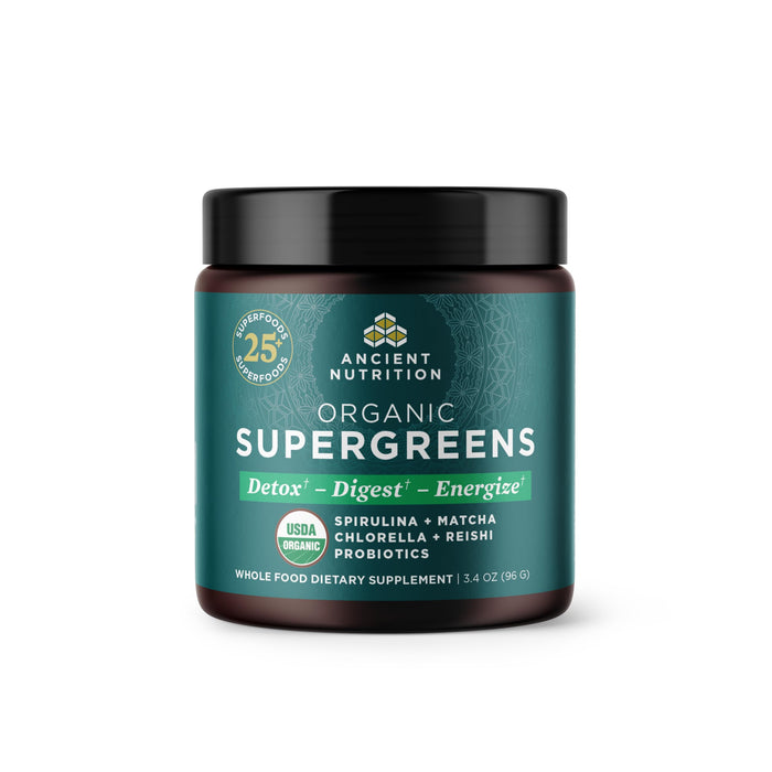 Ancient Nutrition Organic SuperGreens Powder with Probiotics 12 Servings 3.4oz