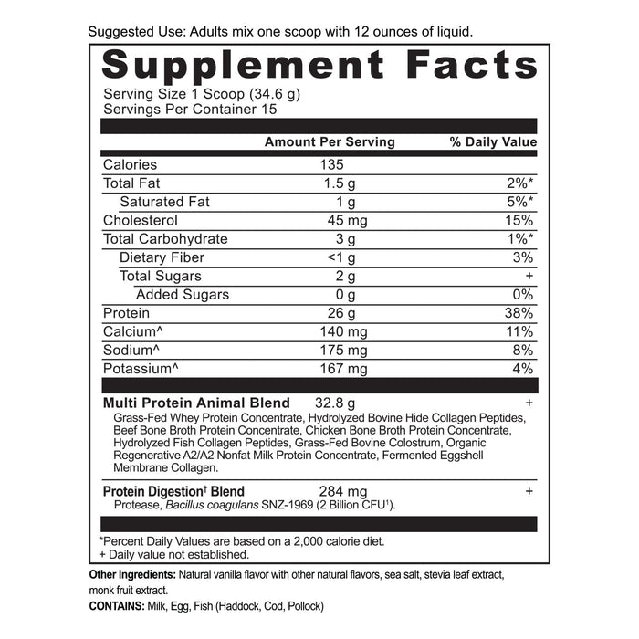 Ancient Nutrition Multi Protein Animal Based Powder Vanilla -15 Servings