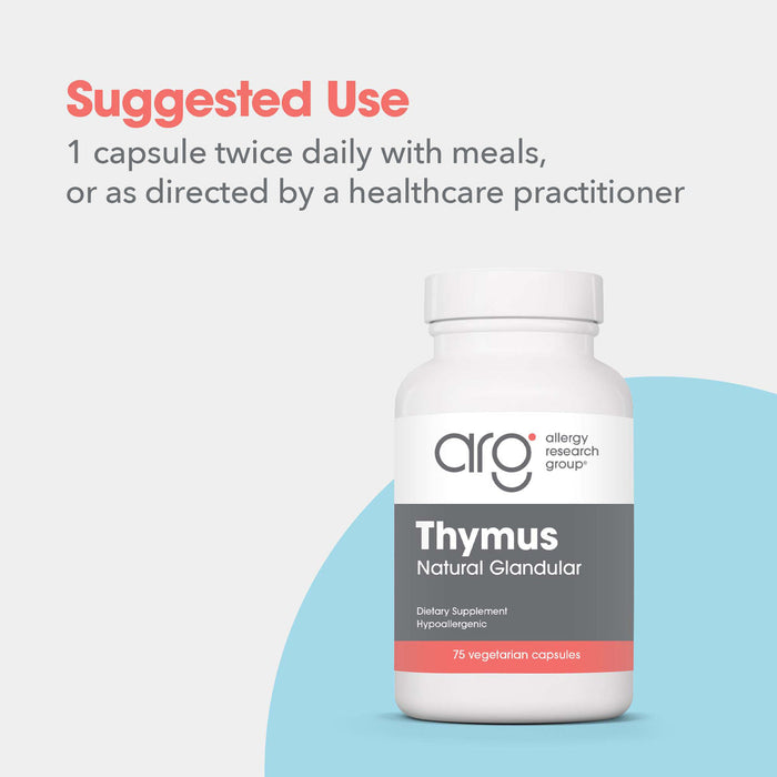 Allergy Research Group - Thymus - Natural Glandular, Immune Support - 75 Veg caps