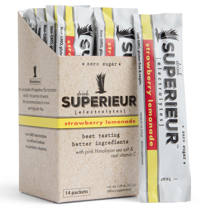 Superieur Electrolyte Powder Packets Strawberry Lemonade 14 Packets