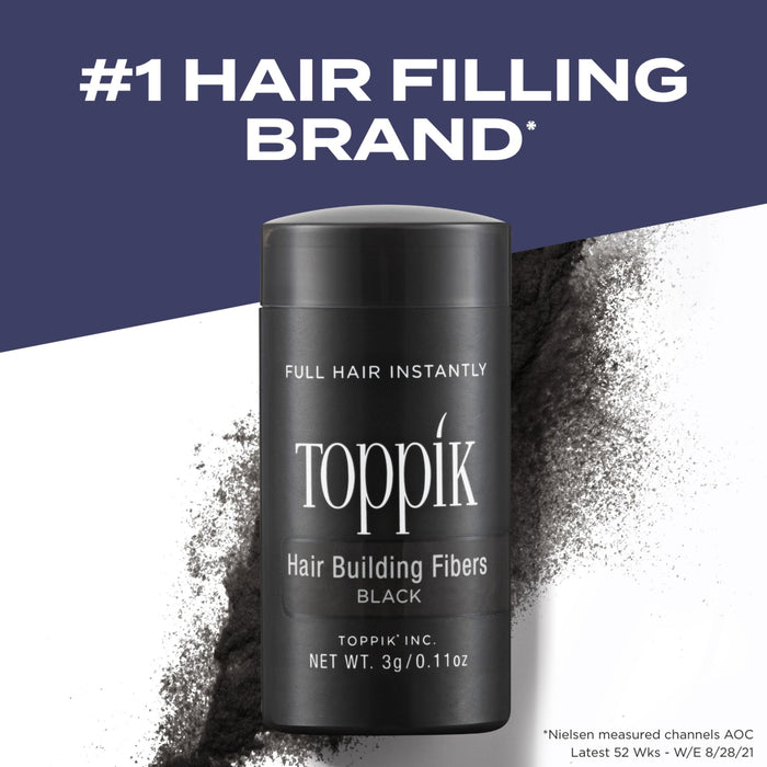 Toppik Hair Building Fibers, BLACK, 12g Fuller Looking Hair