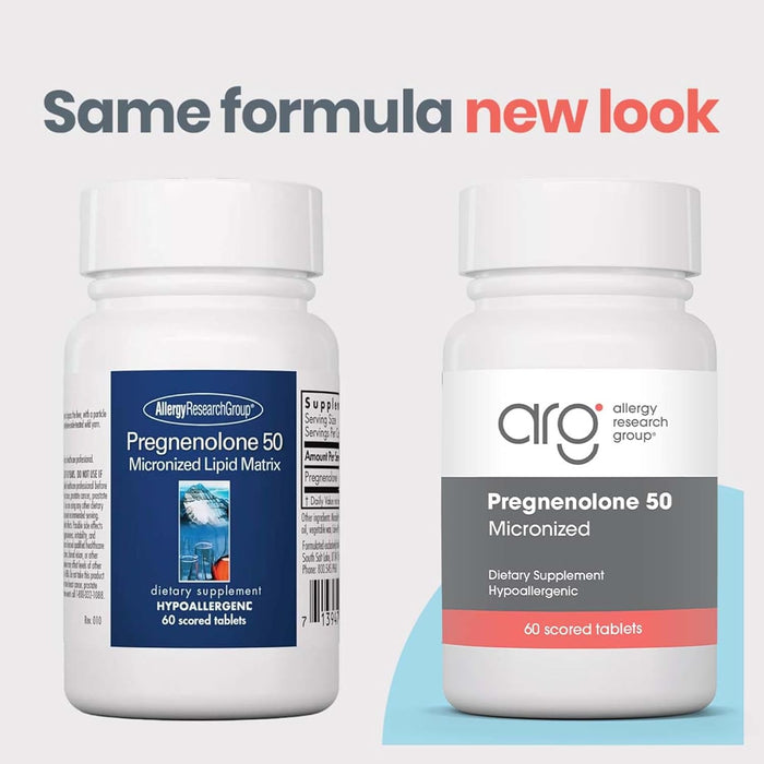 Allergy Research Group - Pregnenolone 50mg Micronized Lipid Matrix 60 Scored Tablets