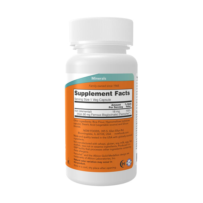 NOW Foods Supplements Iron 18 mg 120 Veg Capsules