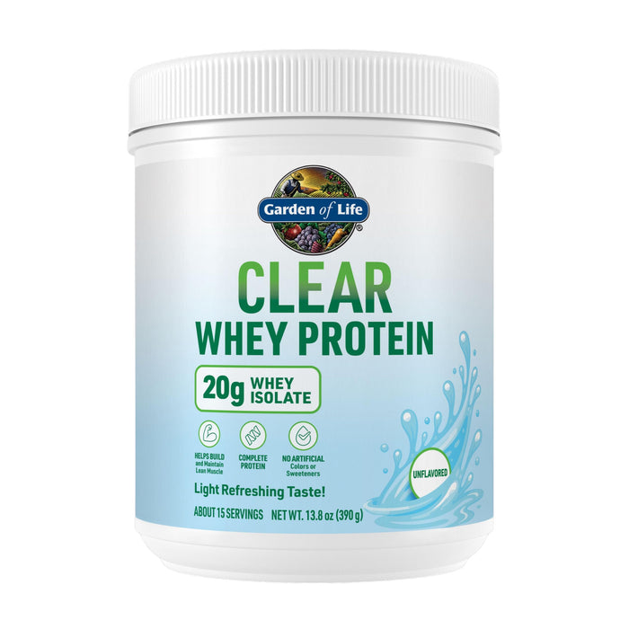 Garden of Life Clear Whey Protein Powder, Unflavored, 13.8oz