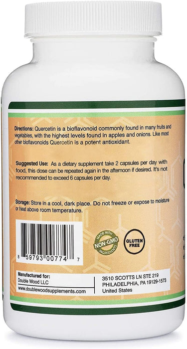 Double Wood Quercetin with Bromelain - 120 Capsules (1,200mg Servings) Gluten Free