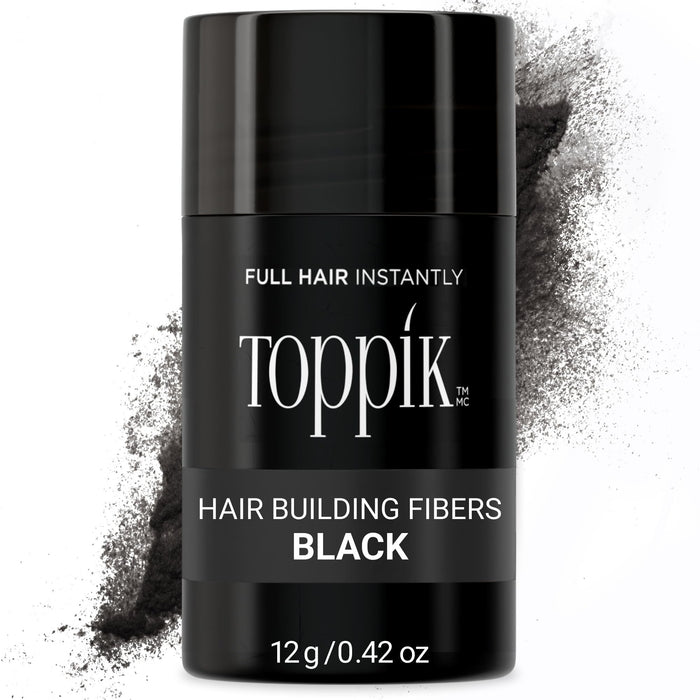 Toppik Hair Building Fibers, BLACK, 12g Fuller Looking Hair