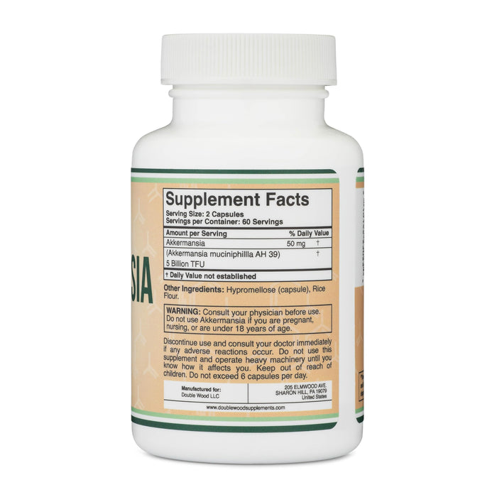 Double Wood Supplements Akkermansia 60 Capsules, 50mg per Serving