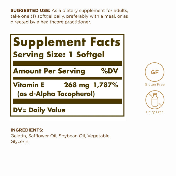 SOLGAR Vitamin E 268 mg (400 IU) - 100 Softgels