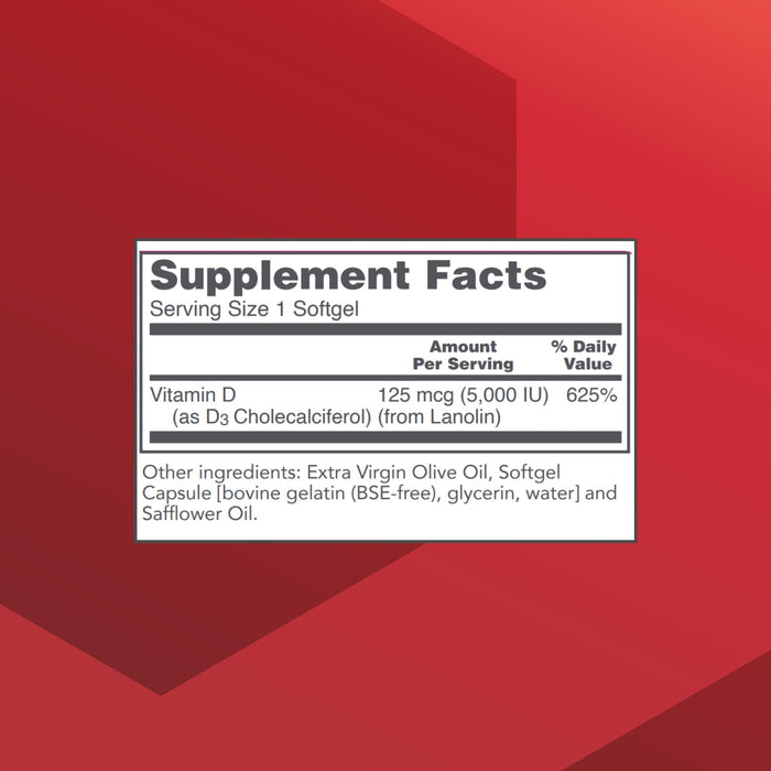 PROTOCOL FOR LIFE BALANCE - Vitamin D3 5000 IU - 120 Softgels