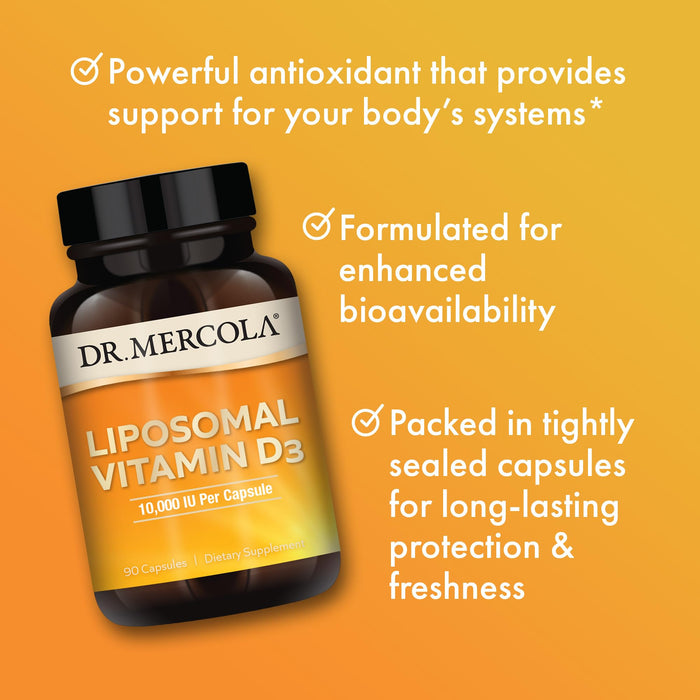 Dr. Mercola Liposomal Vitamin D3 10,000 IU Per Serving-90 Capsules